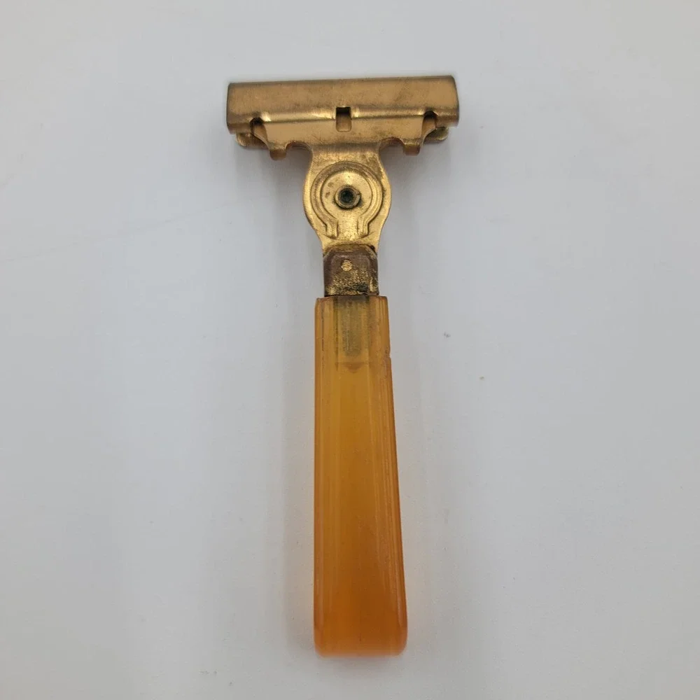Vintage Schick Eversharp Injector Razors Set of 2 Amber Cream Bakelite Handles